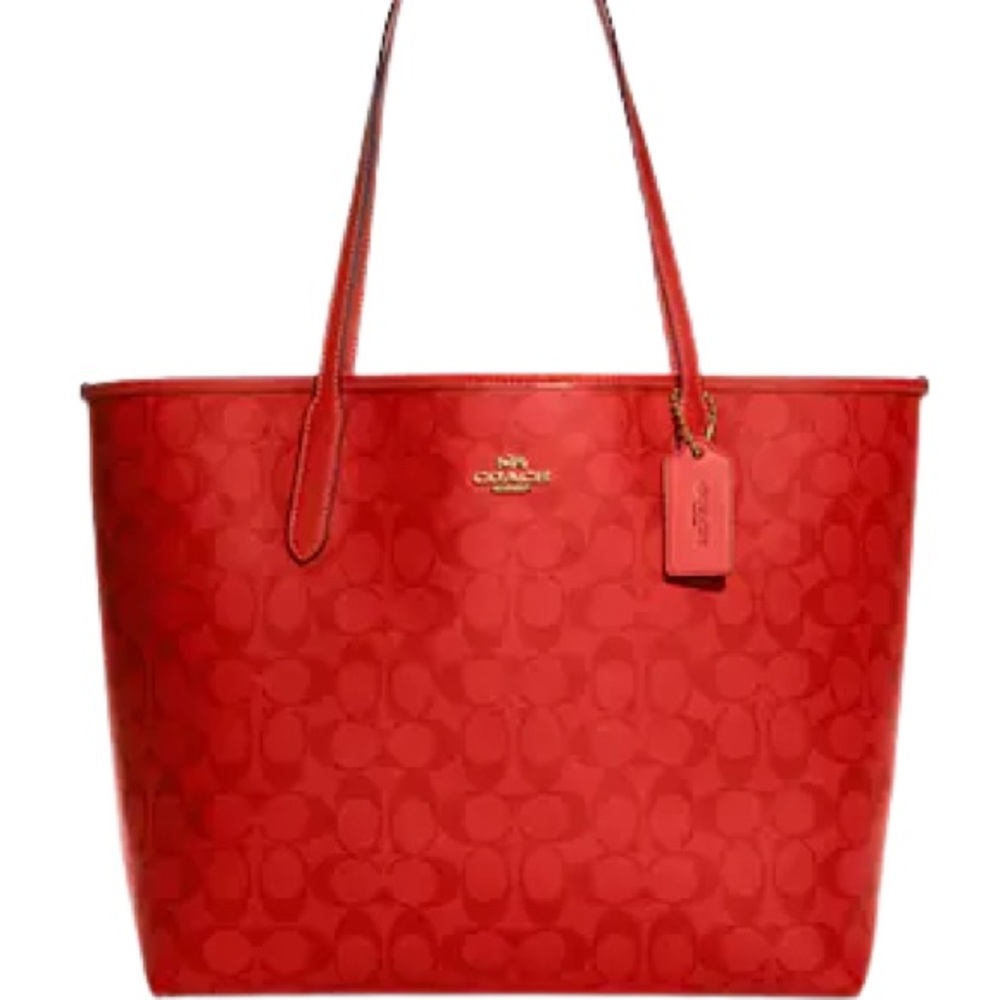 COACH CITY TOTE IN BLOCKED SIGNATURE CANVAS - Picture 3 of 8